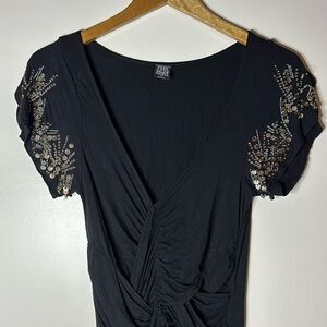 FREE PEOPLE black stretch beaded dress Small